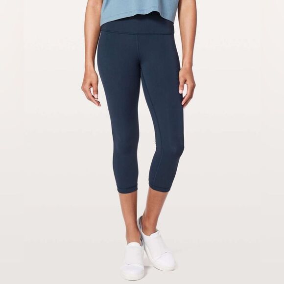 NWOT Lululemon Wunder Under Crop (High-Rise) *Full-On Luxtreme 21" True Navy - Picture 2 of 6